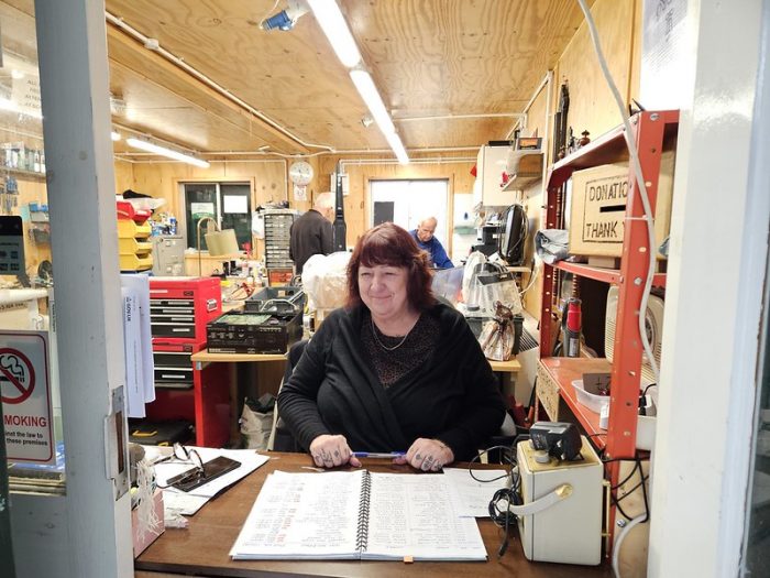 Debs at her desk